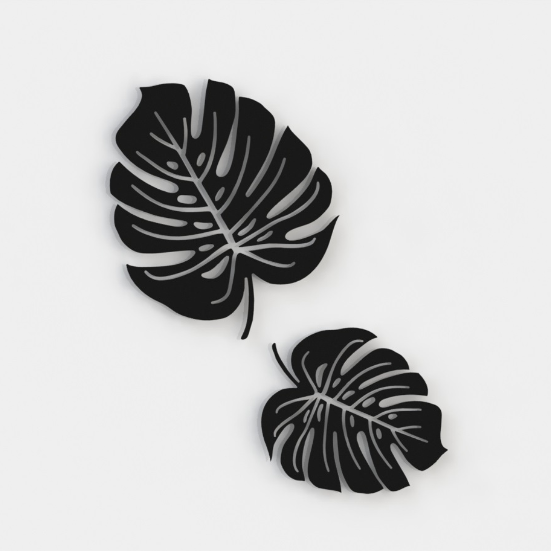 Monstera Leaves Duo Metal Wall Art