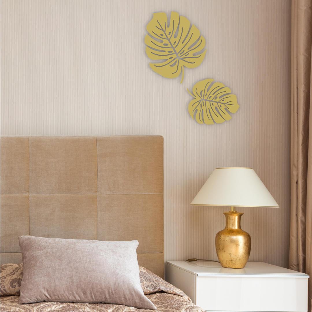 Monstera Leaves Duo Metal Wall Art