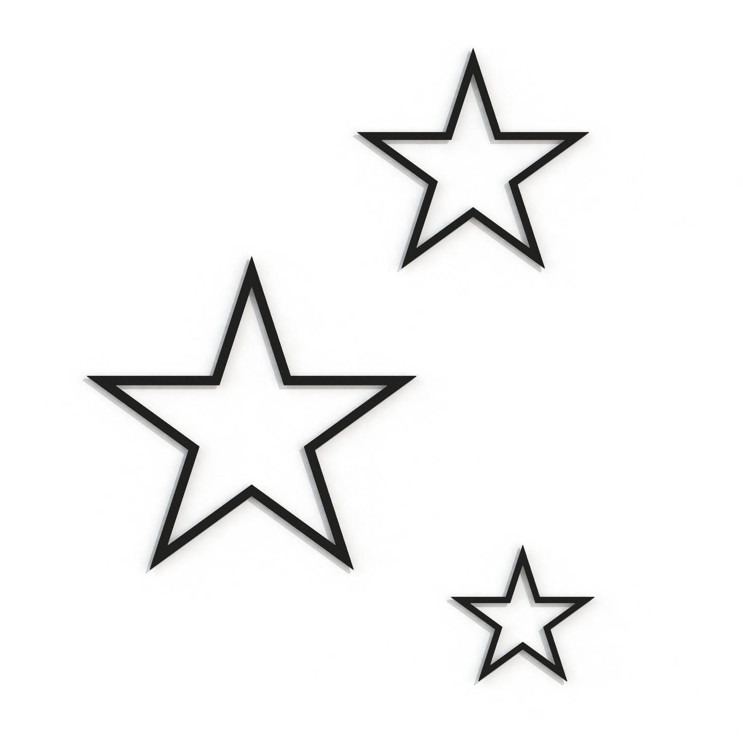 black stars trio metal wall art on a white background