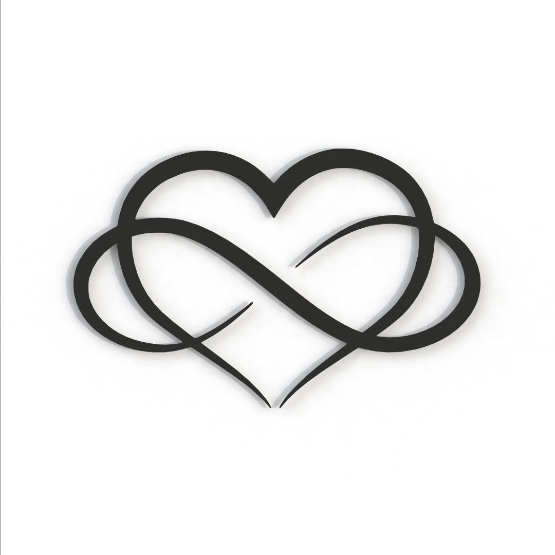 black infinity heart metal wall art on a white background