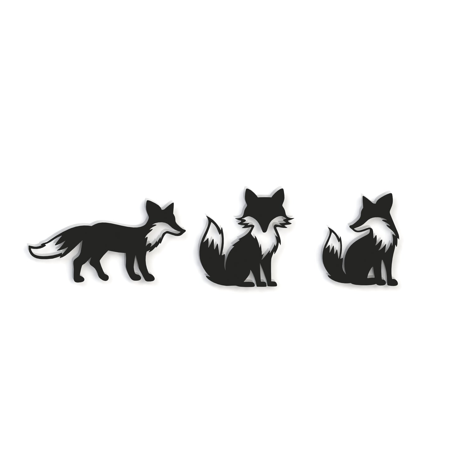 black-foxes-trio-metal-wall-art-on-a-white-background