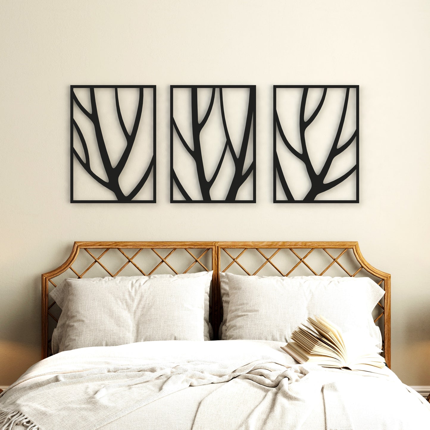 Minimalist Tree Branches Metal Wall Art Stand-off Set of 3
