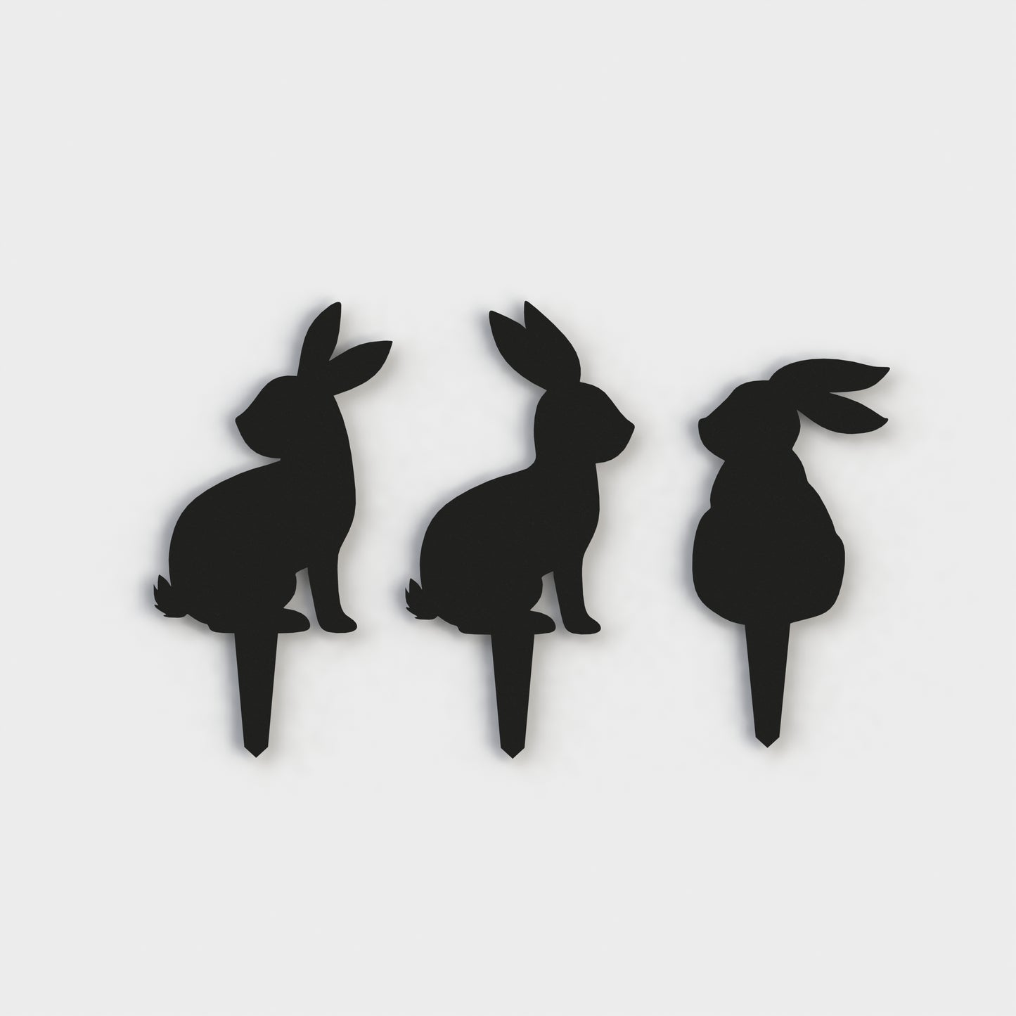 Rusty Bunny Trio Metal Garden Stakes