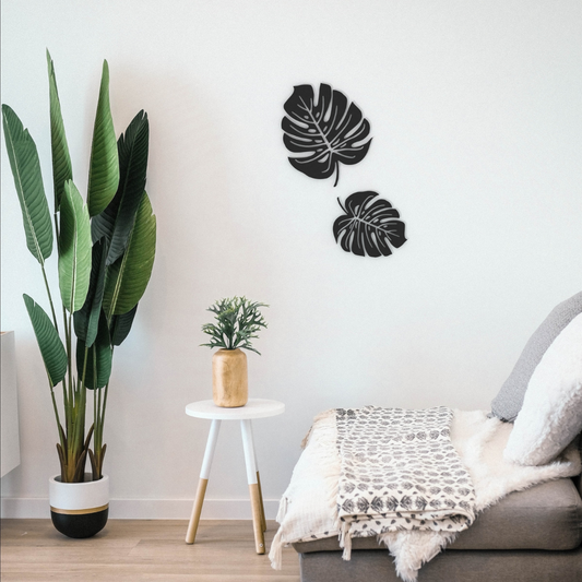 Monstera Leaves Duo Metal Wall Art