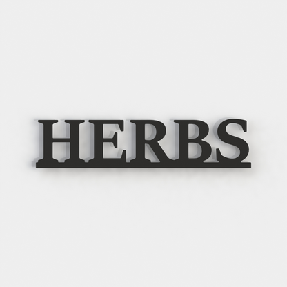 black herbs metal sign on a white background