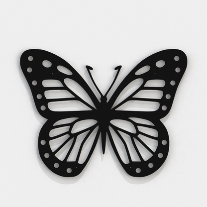 black butterfly metal garden ornament on a white background