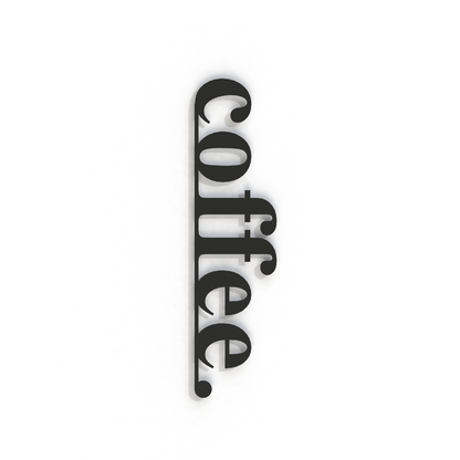 black coffee metal sign on a white background