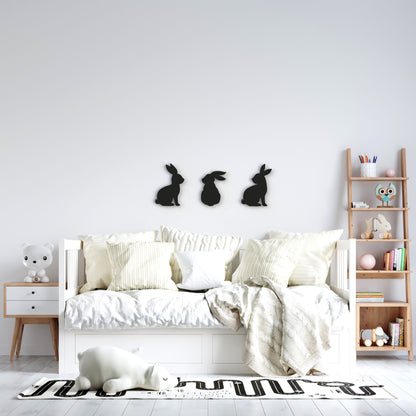 black-bunny-trio-metal-wall-art-in-teenagers-room