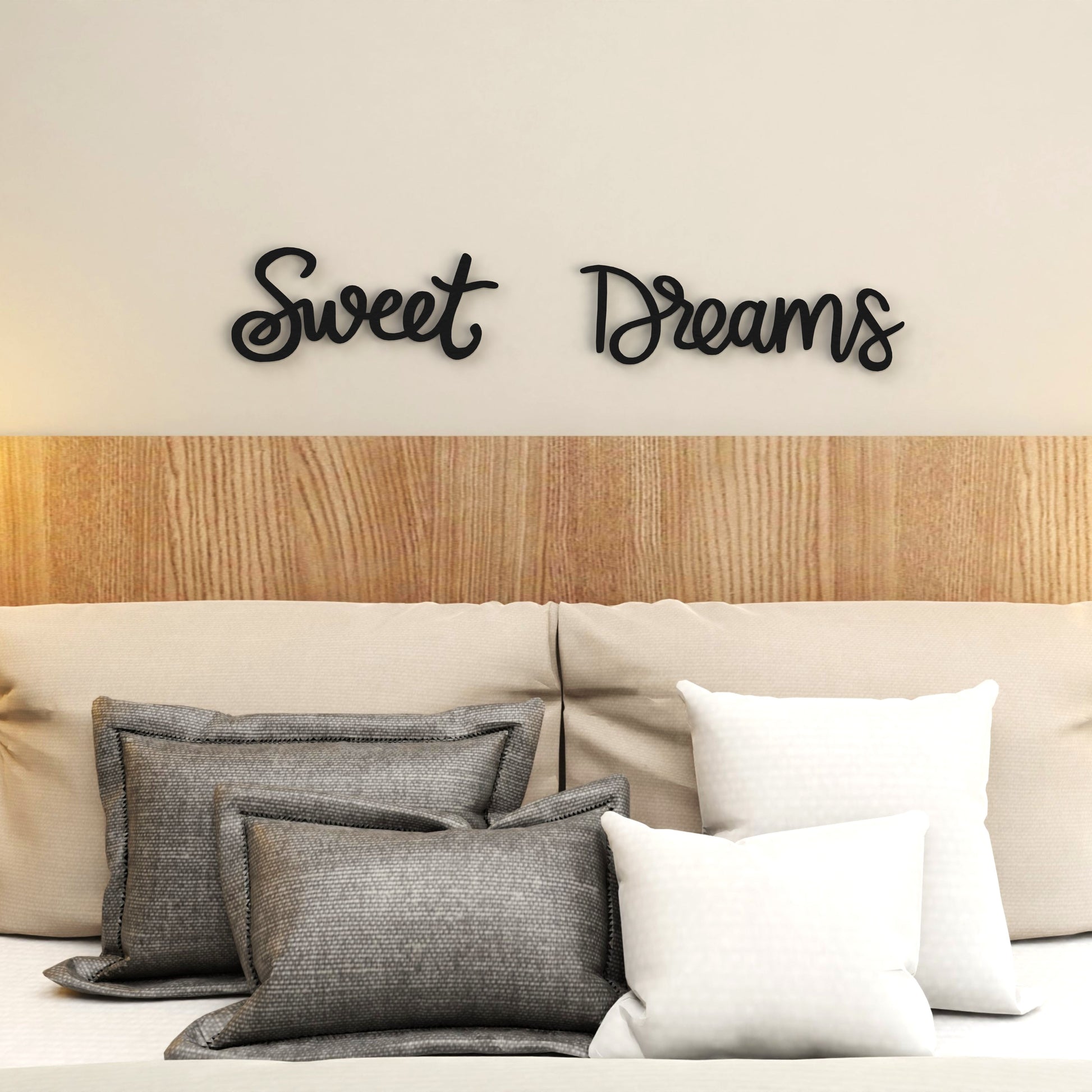 sweet-dreams-black-metal-sign-cursive-font-on-wall-in-modern-bedroom