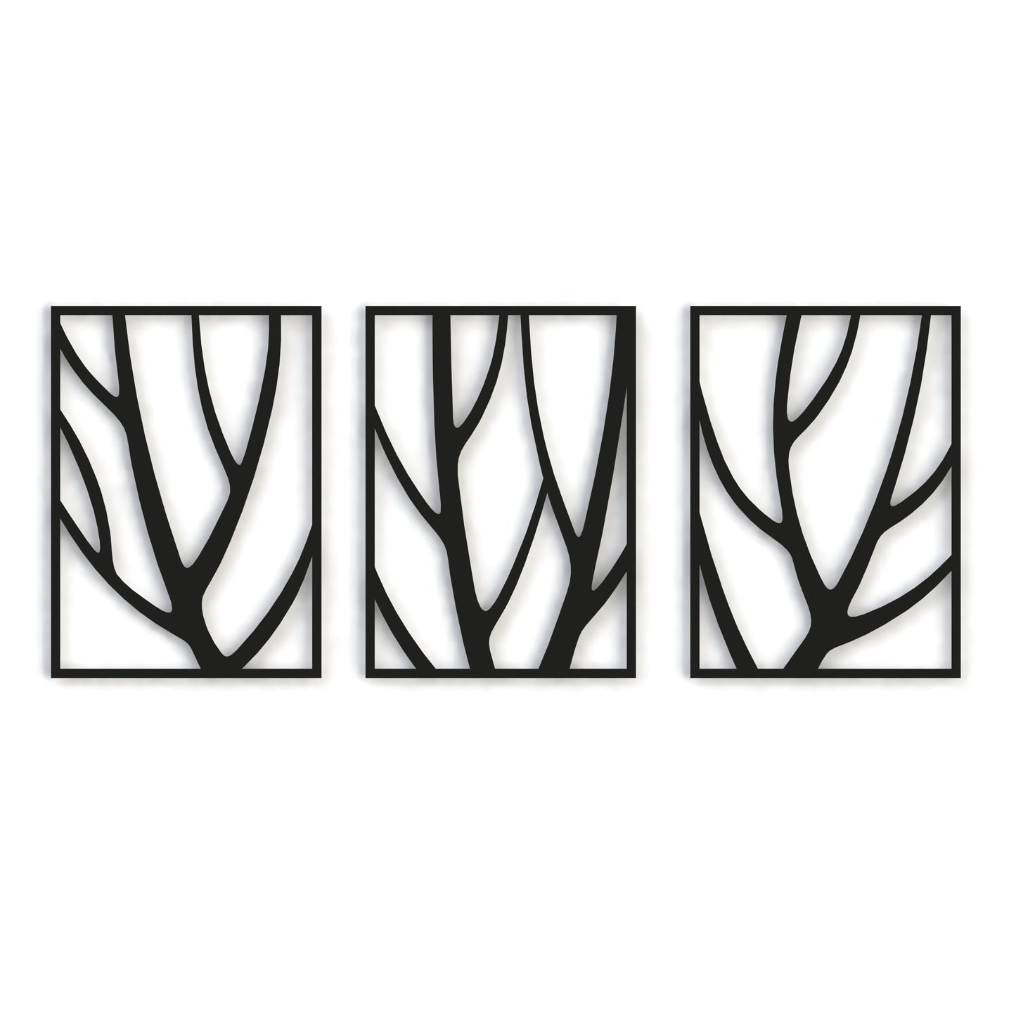 Minimalist Tree Branches Metal Wall Art Stand-off Set of 3