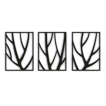 Minimalist Tree Branches Metal Wall Art Stand-off Set of 3